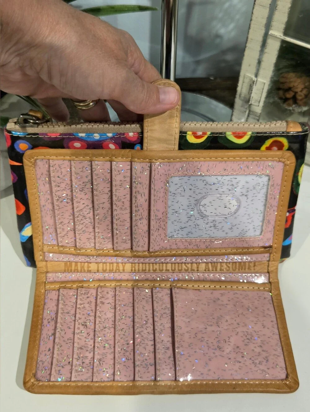 Consuela Sophie Multicolor Floral Wallet with Tan Trim